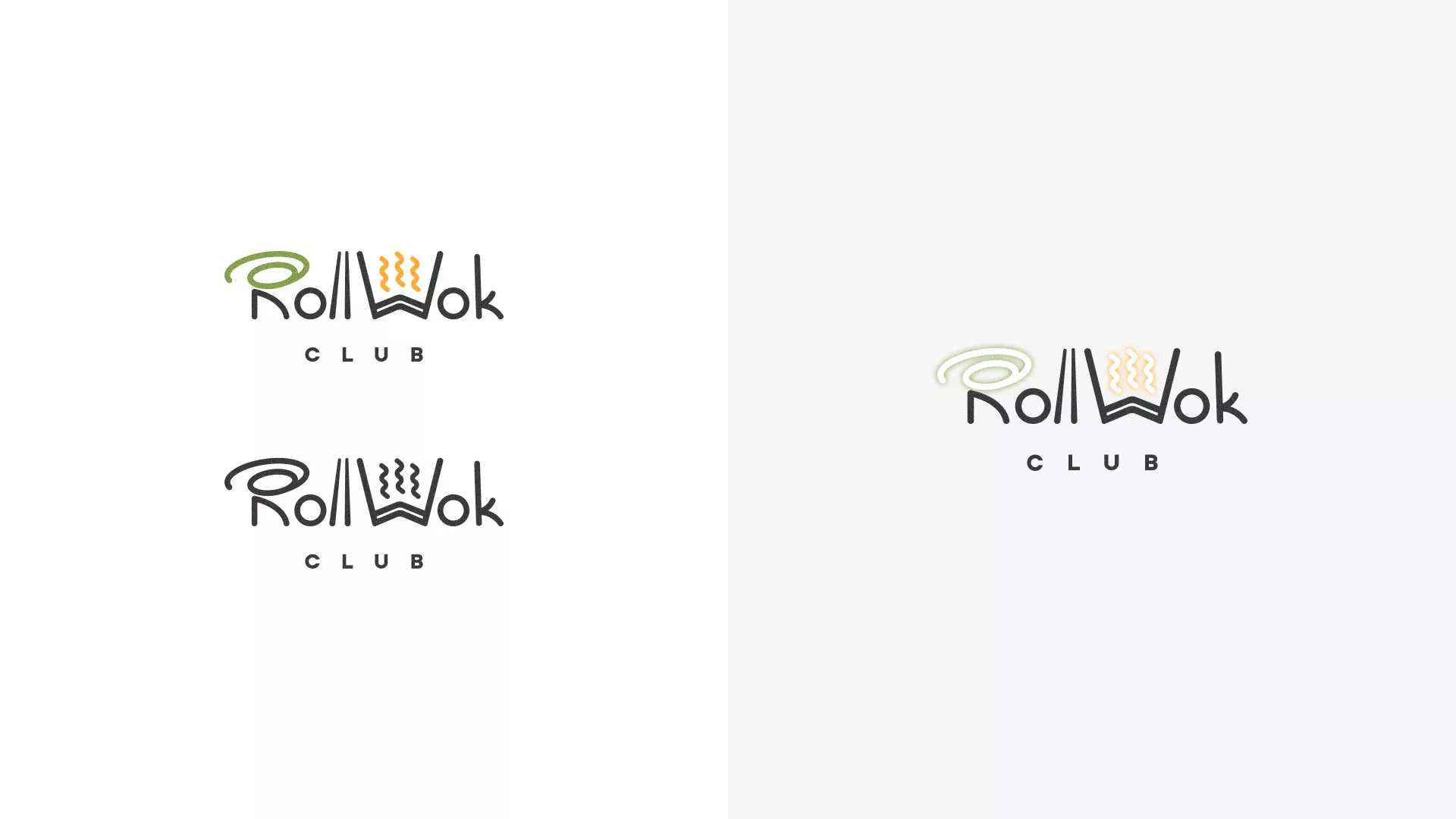 Разработка логотипа и фирменного стиля суши-бара «Roll Wok Club» в Алагире